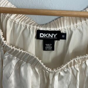 DKNY Ivory Gathered Neck Blouse